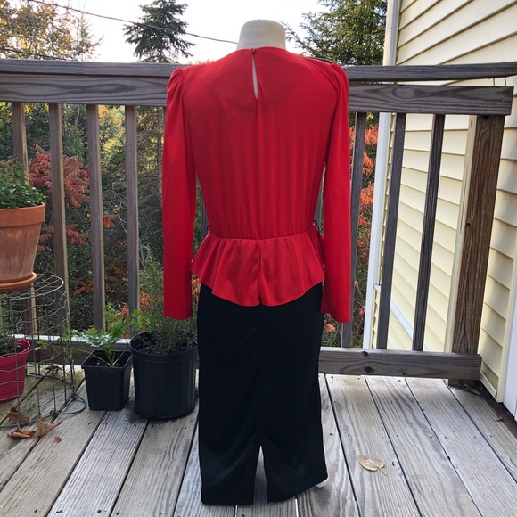 Vintage 80’s red and black sparkle glam rock David Bowie secretary dress - Picture 4 of 4
